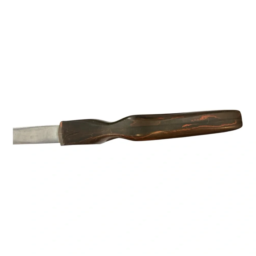 Vintage Cutco No. 12 serving spoon brown wood swirl handle stainless steel USA